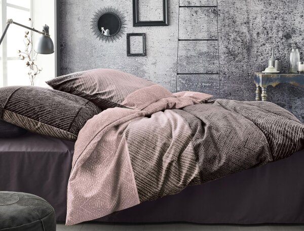 Irisette Edel-Feinbiber Bettwäsche Set Koala 8430 mauve 135 x 200 cm + 1 x Kissenbezug 80 x 80 cm