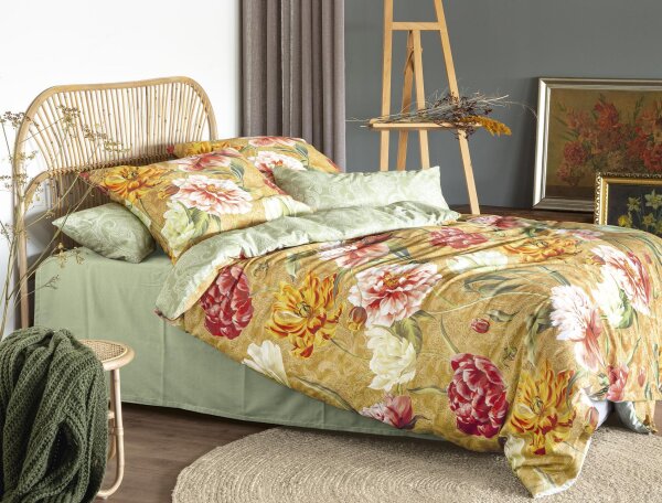 Irisette Mako-Satin Bettwäsche Set Magic 8856 gold 155 x 220 cm + 1 x Kissenbezug 80 x 80 cm