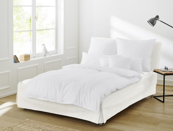 Irisette Mako-Satin uni Bettwäsche Set uni Paris 8000 weiss 240 x 220 cm + 2 x Kissenbezug 80 x 80 cm