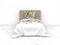 Heckett and Lane Mako Satin Moires Bettwäsche 135 White Flora White 1 Bettbezug 135x200cm + 1 Kissenbezug 80x80cm