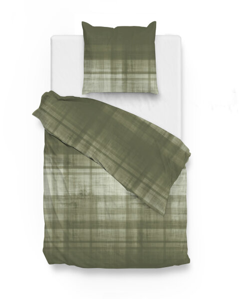 Zo!Home Flanell Marley Bettwäsche 135 Kalamata Green  Kalamata-Green 1 Bettbezug 135x200cm + 1 Kissenbezug 80x80cm