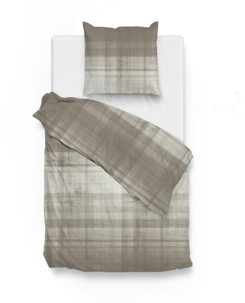 Zo!Home Flanell Marley Bettwäsche 155 Rock Taupe  Rock-Taupe 1 Bettbezug 155x220cm + 1 Kissenbezug 80x80cm