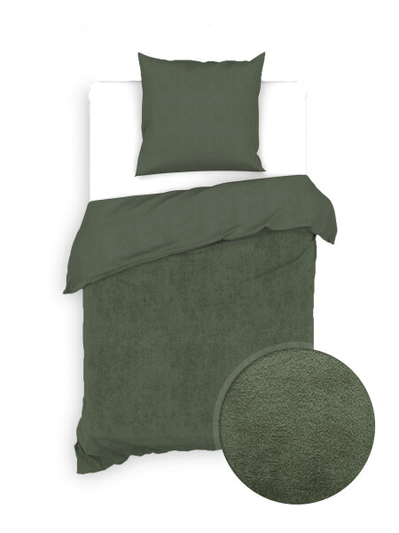 Zo!Home  Velluto Bettwäsche 135 Racing Green Uni Racing-Green 1 Bettbezug 135x200cm + 1 Kissenbezug 80x80cm