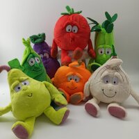 Kuscheltier Plüschtier Goodness Gang Kissen Gemüsekorb, Speise Obst Zubehör für Kaufladen und Kinderküche für Mädchen, Jungen & Babys – Flauschiges Stofftier zum Spielen Erbse