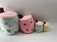 Bubble Tea Plüschtier Boba Kuscheltier Plüschpuppen Weiche Kuscheltier Tee Weiche Puppe Teetasse Kissen Kinderspielzeug (Rosa-runde Augen, 30 cm)