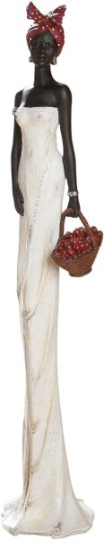 Gilde Poly Afrikanerin Tortuga (BxHxL) 16,5 cm x 82 cm x 16 cm weiss creme dk.braun rot m.Früchtekorb