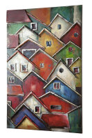 Gilde Metall Bild Colorful Village (BxHxL) 80 cm x 120 cm...