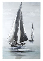 Gilde Bild Gemälde Sailing Boat (BxHxL) 60 cm x 90 cm handgemalt mit Aluminium-Ornamenten