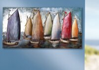 Gilde Metall Bild Sailing Regatta (BxHxL) 120 cm x 60 cm x 5 cm Handarbeit Kunstobjekt GILDE GALLERY