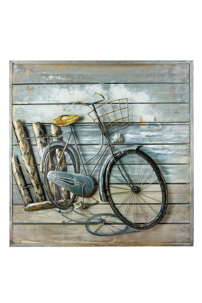 Gilde Metall Bild Enjoy The Ride a.Holz (BxHxL) 80 cm x 80 cm x 6,5 cm Handarbeit Kunstobjekt GILDE GALLERY