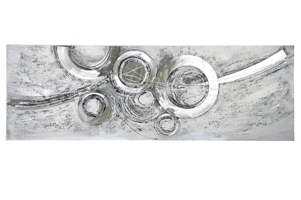 Gilde Bild Gemälde Circles (BxHxL) 150 cm x 50 cm x 2 cm handgemalt mit Aluminium Elementen