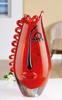 Gilde Glasart Designvase Clear Red Vista (BxHxL) 18 cm x 34 cm x 10 cm rot schwarz klar mundgeblasen durchgefärbt