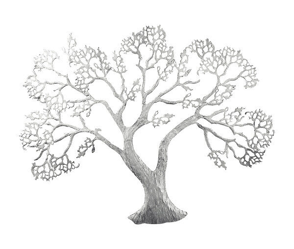 Gilde Metall Wandrelief Baum (BxHxL) 78 cm x 62 cm x 3 cm silber