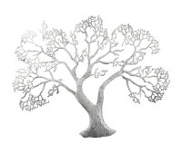 Gilde Metall Wandrelief Baum (BxHxL) 78 cm x 62 cm x 3 cm silber