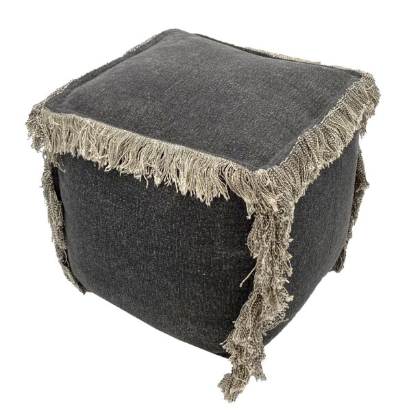 Soma Bodenkissen 2. Wahl Sitzhocker Sitzpouf 40x40 cm Sitzwürfel Sitzpuff Fußhocker Stonewashed schwarz - graphit