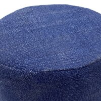 Soma Hocker 2. Wahl Stone Washed Ø 35 cm Höhe 45 cm Sitzhocker Pouf Schemel mit Holzfüßen aus Teakholz jeansblau