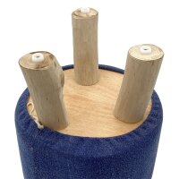 Soma Hocker 2. Wahl Stone Washed Ø 35 cm Höhe 45 cm Sitzhocker Pouf Schemel mit Holzfüßen aus Teakholz jeansblau