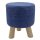 Soma Hocker 2. Wahl Stone Washed Ø 35 cm Höhe 45 cm Sitzhocker Pouf Schemel mit Holzfüßen aus Teakholz jeansblau