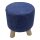 Soma Hocker 2. Wahl Stone Washed Ø 35 cm Höhe 45 cm Sitzhocker Pouf Schemel mit Holzfüßen aus Teakholz jeansblau