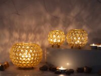 Soma Kerzenhalter Set 3-teilig Teelichthalter Crystal Kerzenständer gold o. silber Vintage Kristall gold