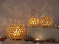 Soma Kerzenhalter Set 3-teilig Teelichthalter Crystal Kerzenständer gold o. silber Vintage Kristall gold