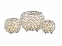 Soma Kerzenhalter Set 3-teilig Teelichthalter Crystal Kerzenständer gold o. silber Vintage Kristall silber