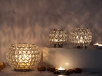 Soma Kerzenhalter Set 3-teilig Teelichthalter Crystal Kerzenständer gold o. silber Vintage Kristall silber