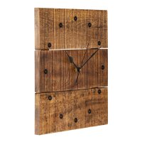 Soma Wanduhr Holzuhr 30x30cm Wanduhr Holz Wohnzimmer lautlos quadratisch aus Mangoholz massiv