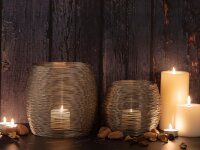 Soma Teelichthalter 12-teilig Set 2 x 6 VE Windlichter Kerzenständer Paris gold o. silber Kerzenhalter silber