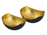 Soma Teelichthalter 48-teilig Set 2´x 24 VE Kerzenhalter Love Schalenform schwarz matt innen vergoldet