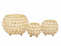 Soma Kerzenhalter 24-teilig Set 3 x 8 VE Teelichthalter Crystal Kerzenständer gold o. silber Vintage Kris gold