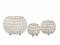 Soma Kerzenhalter 24-teilig Set 3 x 8 VE Teelichthalter Crystal Kerzenständer gold o. silber Vintage Kris silber