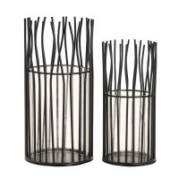 Soma Windlicht 8-teilig Set 2 x 4 VE Kerzenhalter Teelichthalter Loft schwarz o. silber Kerzenständer schwarz matt