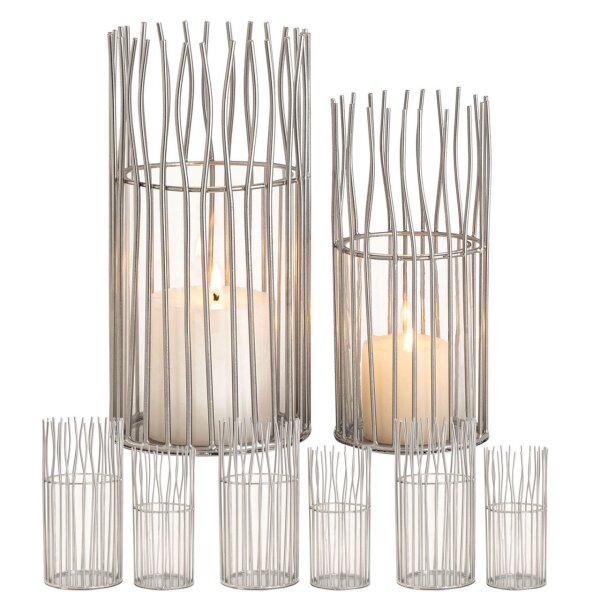 Soma Windlicht 8-teilig Set 2 x 4 VE Kerzenhalter Teelichthalter Loft schwarz o. silber Kerzenständer silber