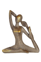 Gilde Poly Figur "Yoga-Frau" VE 2 (BxHxL) 23 cm x 26 cm x 10 cm Hände hinter dem Kopf, braun/goldfarben Sie kaufen hier immer ein Set von 2 gleichen Artikeln.