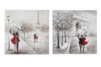 Gilde Bild Gemälde PariserSchirmpaar VE 2 so (BxHxL) 60 cm x 60 cm x 2,6 cm grau/creme/rot, Triumphbogen+Eiffelturm Sie kaufen hier immer ein Set von 2 gleichen Artikeln.