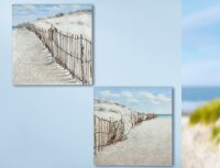 Gilde Bild Gemälde "Dünenzaun" VE 2 so (BxHxL) 40 cm x 40 cm x 2,6 cm sand/braun/blau, 3D, handgemalt Leinwand Sie kaufen hier immer ein Set von 2 gleichen Artikeln.