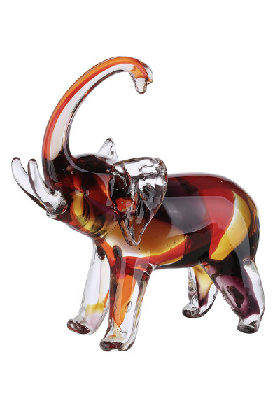 Gilde Glasart Skulptur Elefant VE 2 (BxHxL) 21 cm x 24,5 cm x 11 cm amber/rot/klar, durchgefärbt, mundgebl. Sie kaufen hier immer ein Set von 2 gleichen Artikeln.