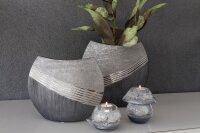 Gilde Keramik ovale Vase"Bridgetown" VE 2 (BxHxL) 27 cm x 21 cm x 7 cm grau,silber Sie kaufen hier immer ein Set von 2 gleichen Artikeln.