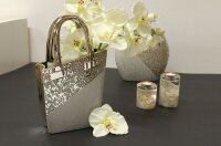 Gilde Keramik Handtasche "Grace" VE 2 (BxHxL) 20 cm x 35 cm x 10 cm silber/ grau Sie kaufen hier immer ein Set von 2 gleichen Artikeln.