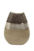Gilde Keramik flache Vase "Bradora" VE 2 (BxHxL) 20,5 cm x 25,5 cm x 10 cm braun, champagner, beige Sie kaufen hier immer ein Set von 2 gleichen Artikeln.