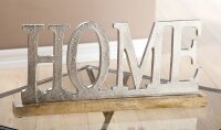 Gilde Alu Schriftzug"HOME"auf Holzb. VE 2 (BxHxL) 48 cm x 22 cm x 5 cm silber, Mangoholz Sie kaufen hier immer ein Set von 2 gleichen Artikeln.