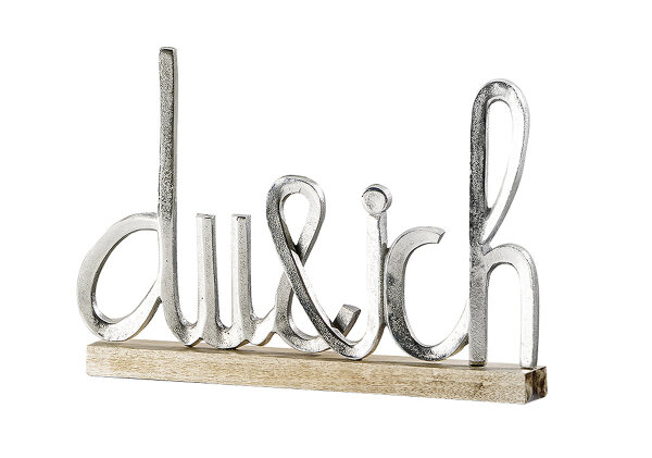 Gilde Alu Schriftzug"du&ich"a.Holzb. VE 2 (BxHxL) 43 cm x 29 cm x 5 cm silber, Mangoholz Sie kaufen hier immer ein Set von 2 gleichen Artikeln.