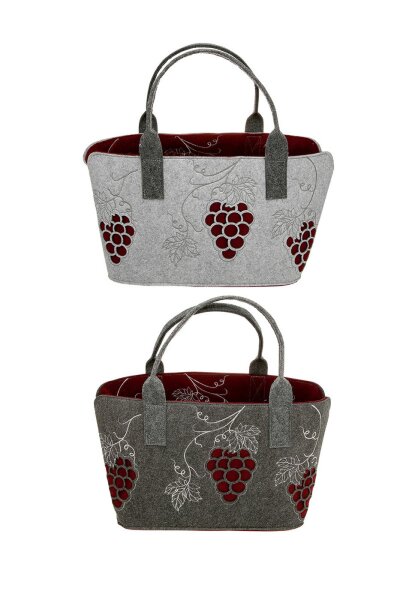 Gilde Filz Tasche Wein Laser VE 2 so (BxHxL) 25 cm x 26 cm x 50 cm hellgrau/dunkelgrau innen dunkelrot Sie kaufen hier immer ein Set von 2 gleichen Artikeln.