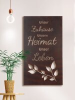 Gilde Metall Relief Weisheit "Heimat" VE 2 (BxHxL) 40 cm x 70 cm x 2 cm dunkelbraun, "Unser Zuhause - Unsere Heimat Sie kaufen hier immer ein Set von 2 gleichen Artikeln.