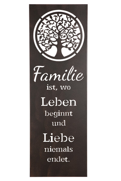 Gilde Metall Relief Weish. "Lebensbaum" VE 2 (BxHxL) 30 cm x 90 cm x 3 cm dunkelbraun, "Familie ist, wo Leben beginnt Sie kaufen hier immer ein Set von 2 gleichen Artikeln.