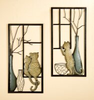 Gilde Metall Wandrelief Vase/Katze VE 2 so (BxHxL) 40 cm x 80 cm x  cm beige/braun Sie kaufen hier immer ein Set von 2 gleichen Artikeln.