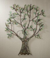 Gilde Metall Baum Wandrelief VE 2 (BxHxL) 64 cm x 76 cm x  cm grün/gold, Sie kaufen hier immer ein Set von 2 gleichen Artikeln.