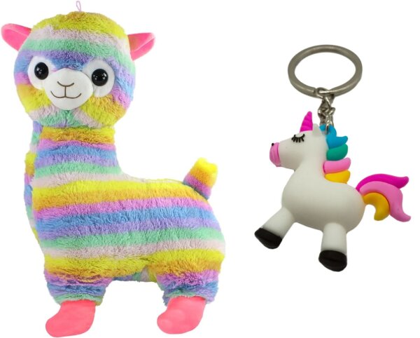 Alpaka Regenbogen Plüsch-Tier 43 cm groß niedliches weiches Kuschel-Tier Lama Rainbow Spielzeug bunt Baby Valentinstag Geburtstag Weihnachten Hochzeitstag Geschenkideen (Alpaka 43 cm)