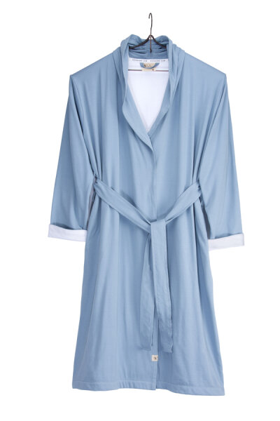 Walra Bademantel Soft Jersey Robe Blau / Weiß - L/XL cm